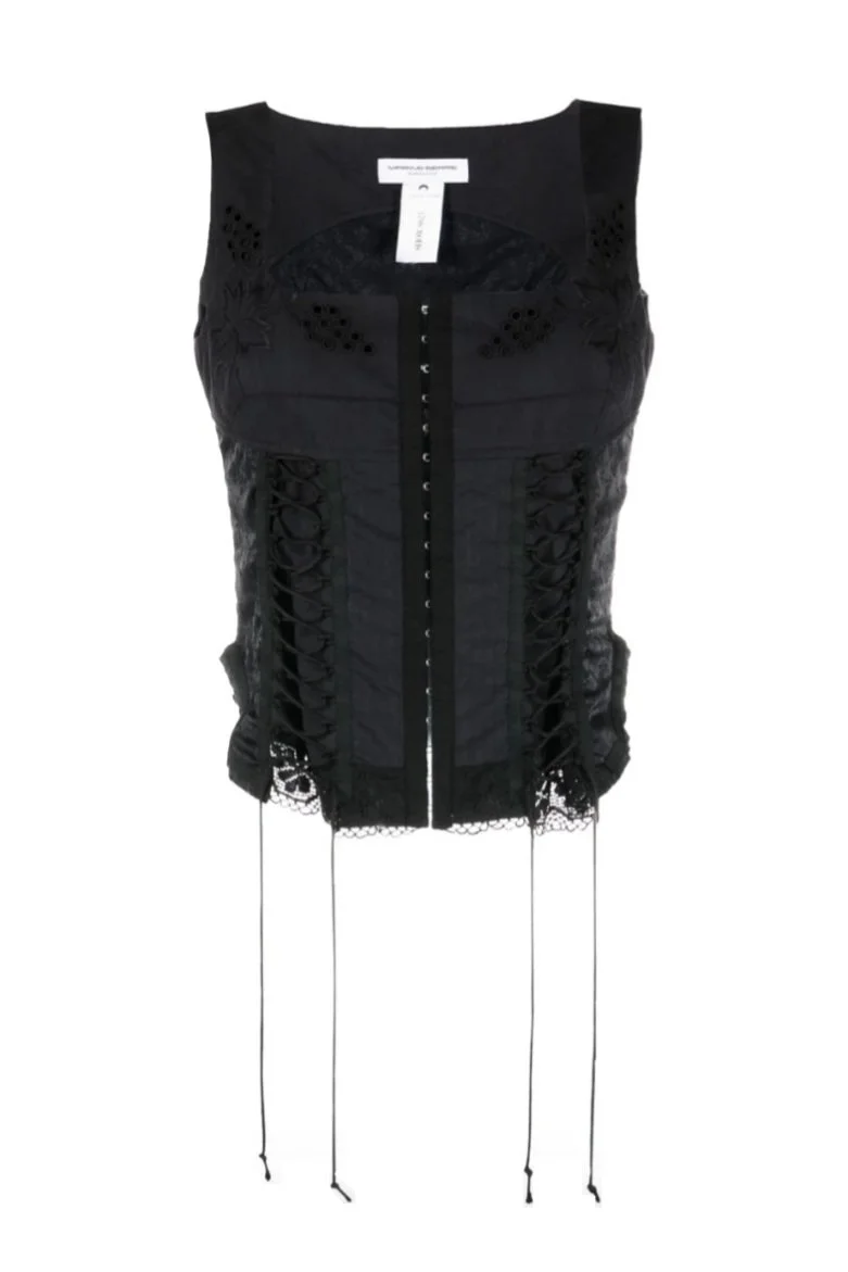 Marine Serre Household Linen Laced Up Bustier — SLOW WAVES